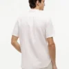 Camisa de algodón y lino a rayas de corte regular