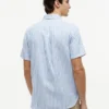 Camisa de algodón y lino a rayas de corte regular