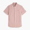 Camisa de algodón y lino a rayas de corte regular