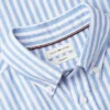 Camisa de algodón y lino a rayas de corte regular