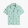 Camisa de campamento a rayas con logotipo monograma para niño Camisa de campamento a rayas con logotipo monograma para niño
