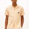 Camisa de campamento a rayas con tacto de papel Camisa de campamento a rayas con tacto de papel