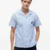 Camisa de campamento a rayas con tacto de papel Camisa de campamento a rayas con tacto de papel