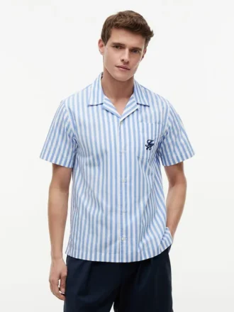 Camisa de campamento a rayas con tacto de papel