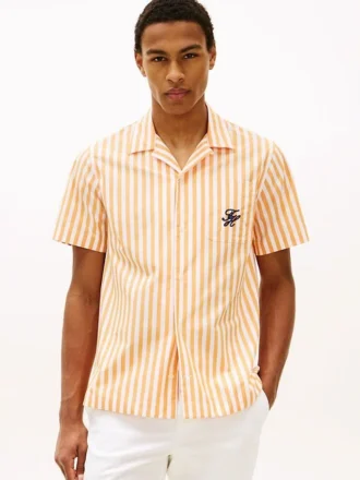Camisa de campamento a rayas con tacto de papel