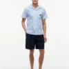 Camisa de campamento a rayas con tacto de papel Camisa de campamento a rayas con tacto de papel