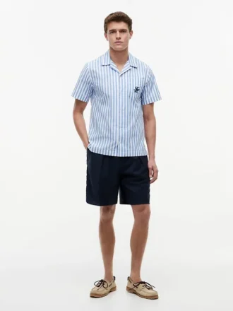 Camisa de campamento a rayas con tacto de papel