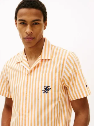 Camisa de campamento a rayas con tacto de papel