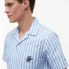 Camisa de campamento a rayas con tacto de papel Camisa de campamento a rayas con tacto de papel