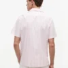 Camisa de campamento a rayas con tacto de papel Camisa de campamento a rayas con tacto de papel