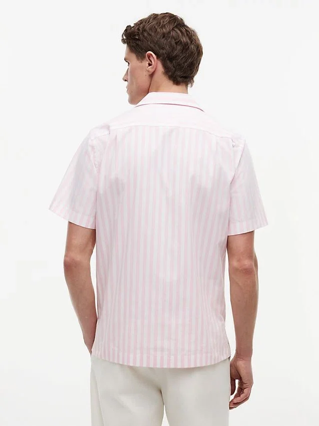 Camisa de campamento a rayas con tacto de papel Camisa de campamento a rayas con tacto de papel