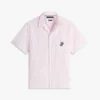 Camisa de campamento a rayas con tacto de papel Camisa de campamento a rayas con tacto de papel