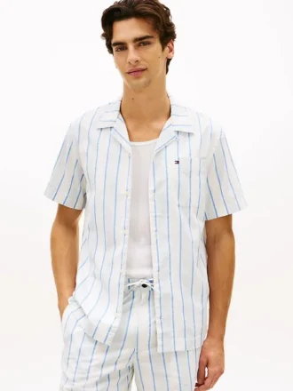 Camisa de campamento a rayas de corte regular