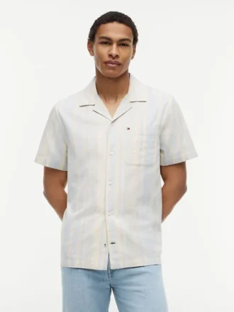 Camisa de campamento a rayas de corte regular