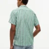 Camisa de campamento a rayas de mezcla de algodón y lino