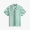 Camisa de campamento a rayas de mezcla de algodón y lino