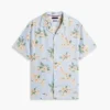 Camisa de campamento de corte regular con estampado floral en mezcla de lino