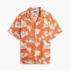 Camisa de campamento de corte regular con estampado floral en mezcla de lino