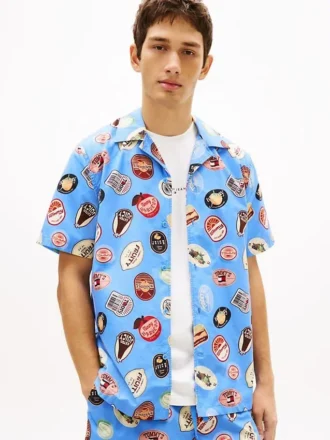 Camisa de campamento de popelín estampada de Tommy Jeans
