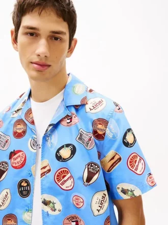 Camisa de campamento de popelín estampada de Tommy Jeans