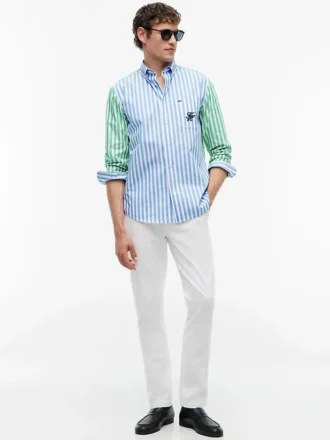 Camisa de corte clásico con rayas mixtas y tacto de papel