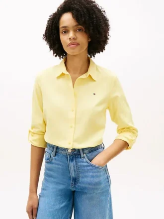 Camisa de corte holgado en mezcla de lino