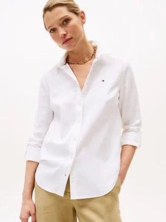 Camisa de corte holgado en mezcla de lino