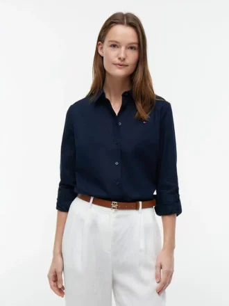 Camisa de corte holgado en mezcla de lino