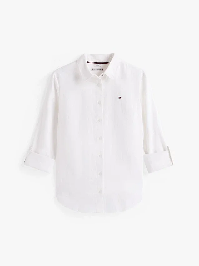 Camisa de corte holgado en mezcla de lino Camisa de corte holgado en mezcla de lino