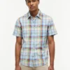 Camisa de corte regular a cuadros de mezcla de lino