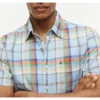 Camisa de corte regular a cuadros de mezcla de lino