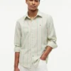 Camisa de corte regular a rayas en mezcla de lino