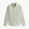 Camisa de corte regular a rayas en mezcla de lino