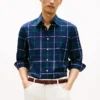 Camisa de corte regular con estampado de cuadros de ventana