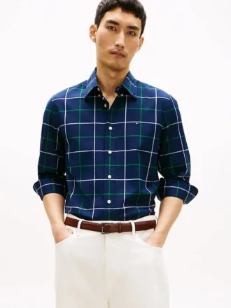 Camisa de corte regular con estampado de cuadros de ventana