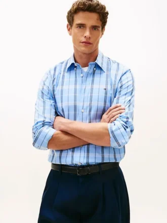 Camisa de corte regular con estampado de cuadros de ventana