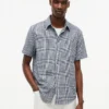 Camisa de corte regular con estampado Glen Plaid en mezcla de lino