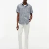 Camisa de corte regular con estampado Glen Plaid en mezcla de lino