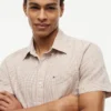 Camisa de corte regular con estampado Glen Plaid en mezcla de lino