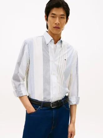 Camisa de corte regular con rayas mixtas para todo el día