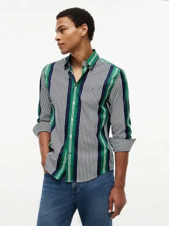 Camisa de corte regular con rayas retro para todo el día
