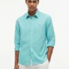 Camisa de corte regular en mezcla de lino