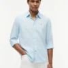 Camisa de corte regular en mezcla de lino