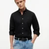 Camisa de corte regular en mezcla de lino
