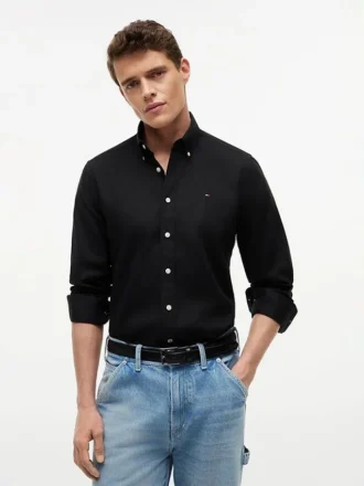 Camisa de corte regular en mezcla de lino
