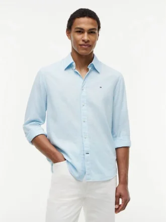 Camisa de corte regular en mezcla de lino
