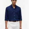 Camisa de corte regular en mezcla de lino