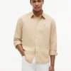 Camisa de corte regular en mezcla de lino