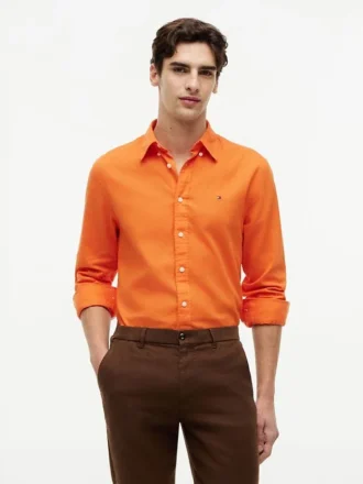 Camisa de corte regular en mezcla de lino