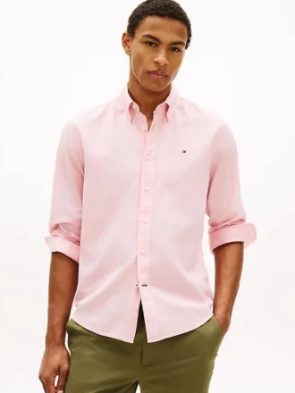 Camisa de corte regular en mezcla de lino